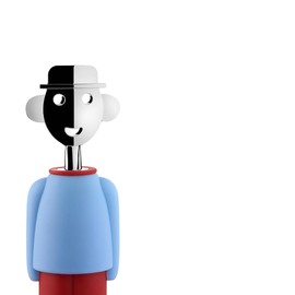 Alessi Alessandro M. AM23 LAZR - Design Corkscrew, in Thermoplastic Resin and Chrome-Plated Zamak, Blue and Red
