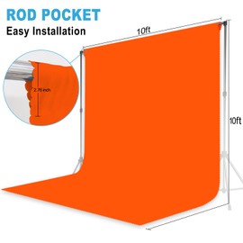Orange Backdrop for Photoshoot, Professional Photo Backdrop Background Curtain for Product Photography, Portraits, Wedding, Party, Live Streaming Video Recording 10X10 FT (Background Only)