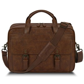RAINSMORE Messenger Bag for Men 16 Inch Laptop Bag Vintage Leather Waterproof Laptop Briefcases Large Computer Satchel Bag