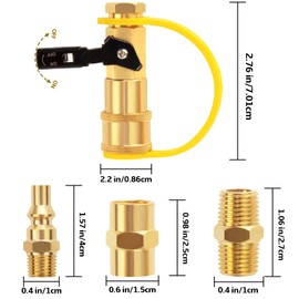 1/4" RV Propane Quick Connect Adapter for Propane Hose, Quick Connect or Disconnect Kit Fitting Shutoff Valve and Full Flow Plug 1/4" Male NPT 1/4 Inch Female NPT for RV,Trailer,BBQ