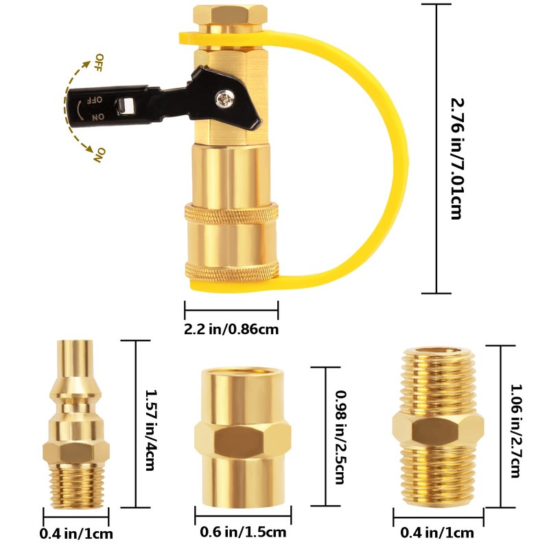 1/4" RV Propane Quick Connect Adapter for Propane Hose, Quick