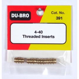 DU-BRO 4-40 BRASS THREADED INSERTS ( PACKAGE OF 4 )( CAT. # 391 )