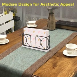 Winmien Napkin Holder with Marble Base, Guest Towel Paper Dispenser for Table, Modern Metal Napkin Stand, Ideal for All Kitchen Bathroom Vanity, Kitchen Decor Accessories (Matte Black, 4 Inch)