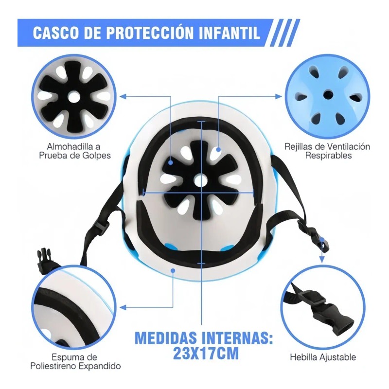 7pzas Kit De Proteccion Rodilla Codo Mano Patinaje Para Niño