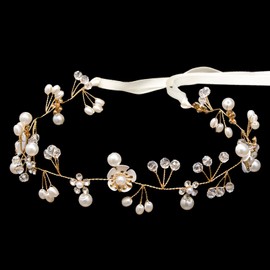 Flower Girl Headpiece, Flower Headband for Girls Women, Pearl Headpiece, Flower Girl Hair Accessory, Wedding Hair Accessories for Girls, Flower Girls Crown, First Communion Headpiece for Girls