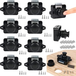 TOOSOAR Pack of 10 Push Button Catch Door Lock, Door Lock 14-16 mm Furniture Lock, Keyless Motorhome Lock for Motorhomes, Yachts, Boats, RV Camping Cabinet, Caravan (Black)