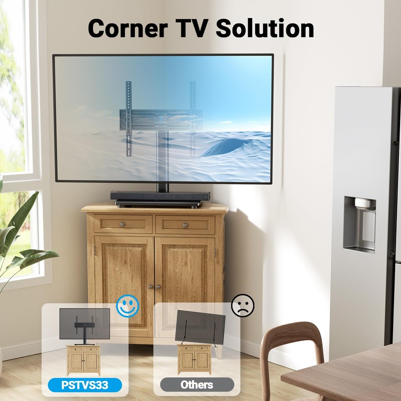 PERLESMITH Universal Swivel TV Stand for 24-60 inch TVs up
