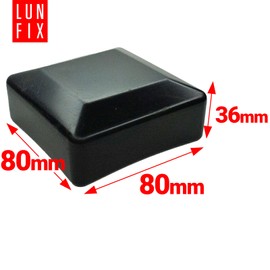 LUN FIX Post Cap, Fence Cap, Pipe Cap, Black, 80 x 80 mm, Square, Pack of 10, Plastic Cover Caps for Fence Posts, Square Tube, Post Cover, Weather-Resistant