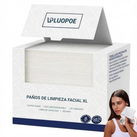 Toallas Faciales Desechables 100% Base Biológica, 25x30cm | Paños de Algodón Sin Pelusas, Toallitas Desmaquillantes Secas Ultra Suaves para Piel Sensible, Biodegradables
