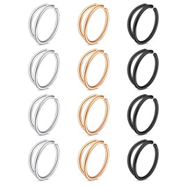 MODRSA 20G Nose Hoop Rings Stainless Steel Double Nose Rings Spiral Nostril Piercing Moon Women Nose Rings Mixed Colors Nose Hoop Piercing