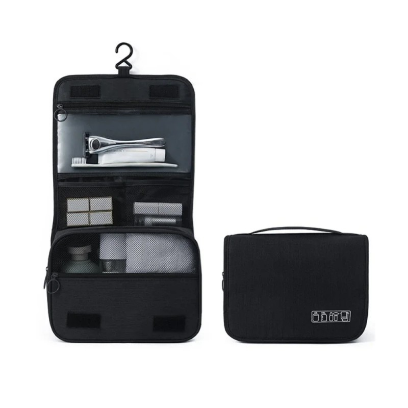 Hanging Travel Toiletry Bag with Hook, Water-Resistant Foldable Toiletry Organizer