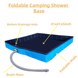 Portable Shower Pan, Foldable Shower Base, Upgraded Shower Base Bottom Drainage Hole Design, Indoor and Outdoor Shower Base