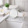 Oggi Large Dish Drying Rack - White & Bamboo Dish