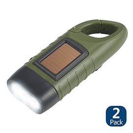 Simpeak 2 Piezas Linterna LED, LED Lintern a de Mano Resistente al Agua con Cargador Solar Linterna Dinamo para Ciclismo/Camping/Montañismo - Verde del Ejército