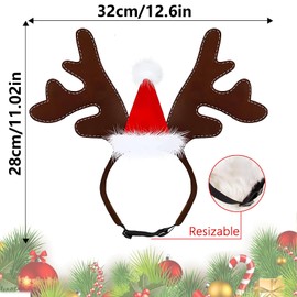 Christmas Pet Headband, Dog Christmas Headband, Adjustable Elk Headpiece, Christmas Reindeer Antlers Headband, for Cat, Dog, Pet, Christmas Party Decoration