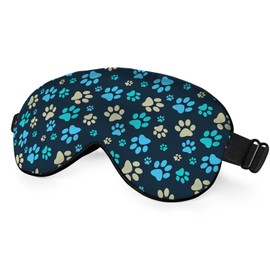 NOHSHE Dog Footprint Sleep Mask Eye Mask Dog Paws Cute Footstep Animal Blue Green Yellow Sleep Mask Light Blocking Adjustable Smooth Soft Eye Masks for Women Deep Rest Travel