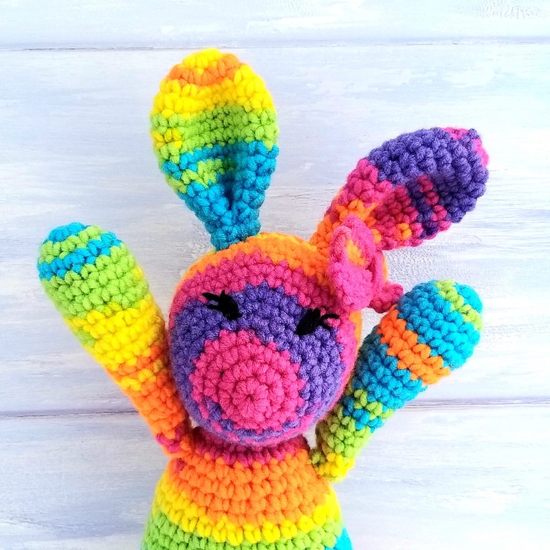 Crochet Kit - Complete Beginner Lollipop the Rainbow Bunny -