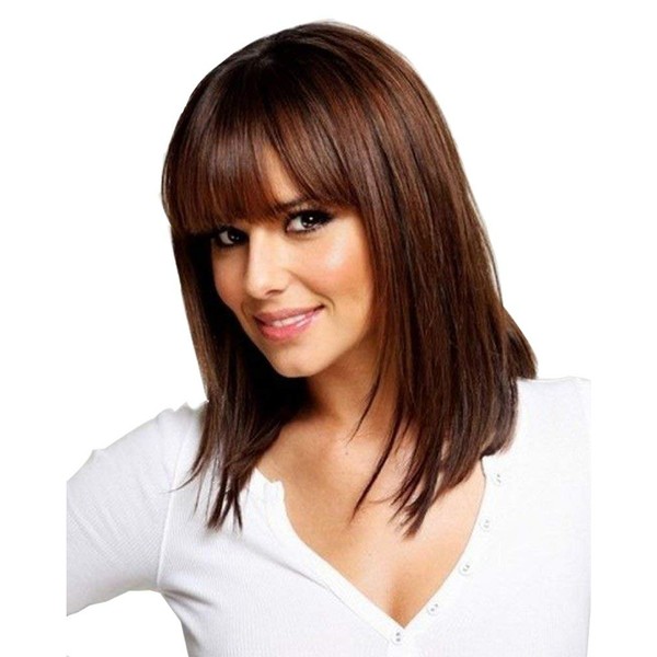 Tsnomore Mixed Brown Wigs for Women, Shoulder-length Short Synthetic Wig,
