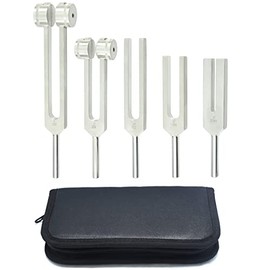 AAProTools Aluminum Alloy Sensory Tuning Fork Activator for Healing, Therapy Non Magnetic, One Each of C 128, C 256, C 512, C 1024, C 2048 Tuning Forks, 5 Pcs