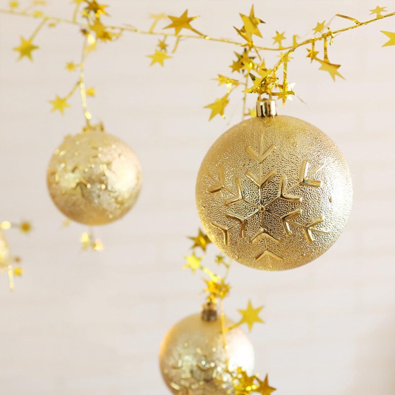 2 Packs Christmas Star Tinsel Garlands Gold Sparkly Tinsel Wire