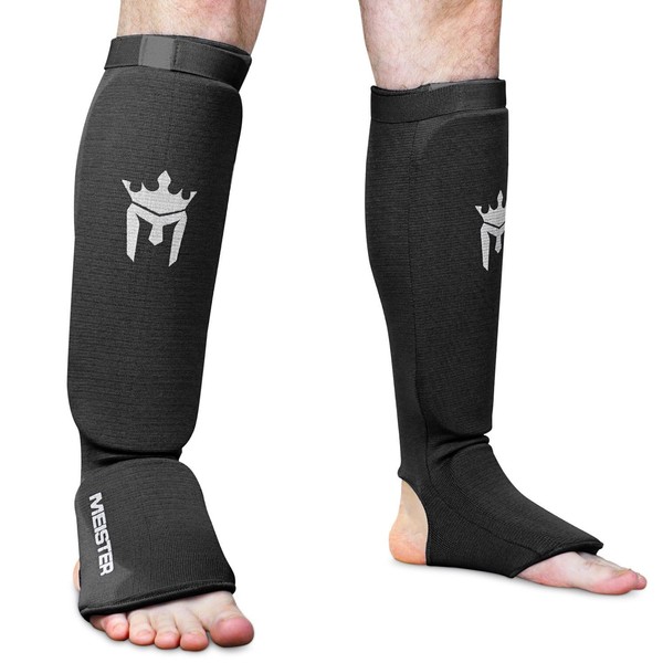 Meister MMA Elastic Cloth Shin & Instep Padded Guards (Pair)