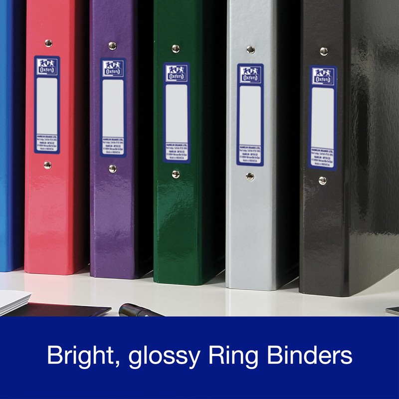 Oxford Premium A4 Ring Binders, Charcoal Black 2 Pack Folders