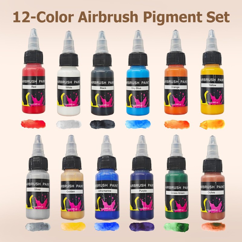 Colima Dual-Action Airbrush Kit with Compressor—55PSI High Pressure 7 Adjustable