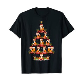 Fox Animal Christmas Tree Lighting Fox Christmas Tree T-Shirt, black
