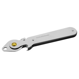 FACKELMANN 45514 Leva apriscatole con Levacapsule 15 cm in Nichel/HDPE/Acciaio Inox, Argento/Nero, 15 x 8 x 1,5 cm