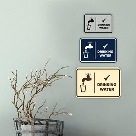 Signs ByLITA Classic Framed Drinking Water Sign (Brushed Silver) - Large