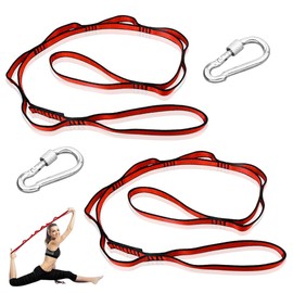 GZLFH 2 x Daisy Chain, Yoga Hammock Extension Strap, Adjustable Polyester Exercise Band Strap & 2 Stainless Steel Screw Carabiners for Climbing & Aerial Yoga