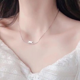 Cimenexe Bohemian Cat Choker Necklace Silver Kitten Bar Pendant Necklace Small Kitty Collar Necklace Minimalist Arc Bar Cat Necklace Jewelry for Women and Girls Gifts