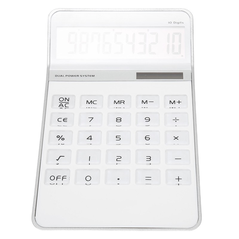Calculator Solar Battery Powered Transparent Large Keys LCD Display Office
