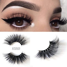 1 Pair Pack 20MM Long False Eyelashes Mink Lashes 5D Natural Look Fluffy Thick Volume Dramatic Faux Mink Eye Lash (ST2523)