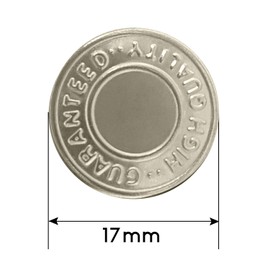 Trimming Shop 17mm Brass Jeans Button Hammer on Tack Fasteners with Aluminium Back Pin for Clothing Repair, Denims, Skirts, Jackets, Bags (Silver, 8pcs)