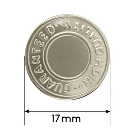 Trimming Shop 17mm Brass Jeans Button Hammer on Tack Fasteners with Aluminium Back Pin for Clothing Repair, Denims, Skirts, Jackets, Bags (Silver, 8pcs)