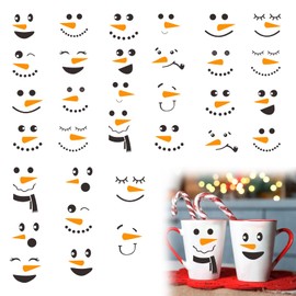 32 Pieces Snowman Face Wall Stickers,Cute Christmas Snowman Decals Window Cling Decor for Home Office Xmas Party Holiday Decoration