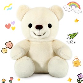 VANLINNY NEW Teddy Bear Stuffed Animal, White Teddy Bear Plush Toy for Boys Girls Kids 3+, 9″ Soft Bear Gifts for Preschool Toddlers, Teddy Bear Baby Shower Decorations, Birthday Xmas Gift
