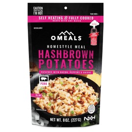OMEALS Hashbrown Potatoes w/Bacon, Onions & Peppers-MRE-Premium Outdoor Food-Extended Shelf Life-Fully Cooked w/Heater-No Refrigeration-Outdoor Enthusiasts, Travelers, Emergency Supplies USA Made
