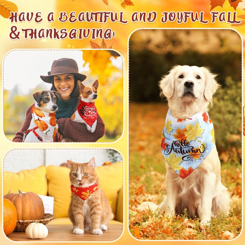 Sanwuta 120 Pcs Fall Dog Bandanas Bulk Thanksgiving Dog Bandanas