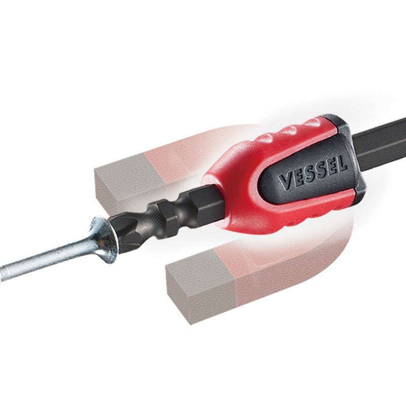 VESSEL 910HD-73 NMC-2P Bit Magnetizer/Demagnetizer Screwdriver Handle, Pack of 2