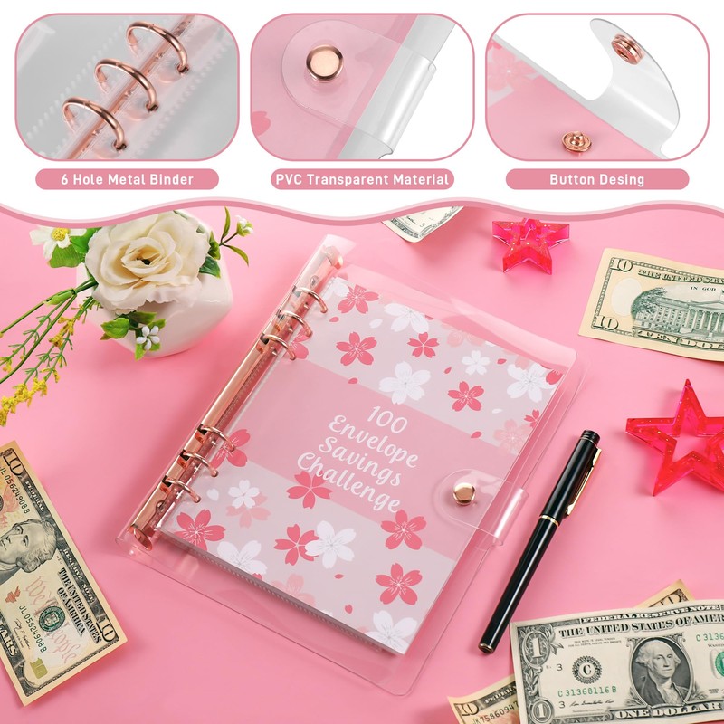 JIANTA 100 Envelope Saving Challenge Planner Binder A5 Budget Planner,