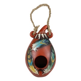 Ebros Southwestern Tribal Indian Trinity Dreamcatcher Feathers Birdhouse Bird Feeder House Branch Hanger with Hanging Ropes Decorative Figurine Bird Feeders for Outside Patio Garden