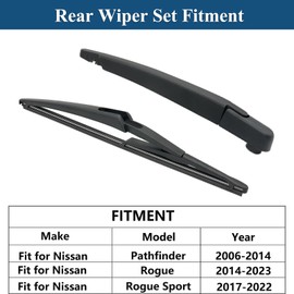 Rear Windshield Wiper Arm Blade Set for Nissan Rogue 2014-2023/Nissan Pathfinder 2013-2019/Nissan Rogue Sport 2017-2022 Back Window Wiper Arm Blade Replacement 28780-3JA0A