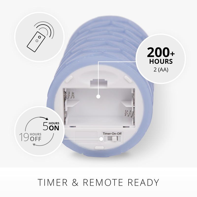 Luminara Embossed Fish Scale Flameless LED Candle, Cornflower, 3.25" x