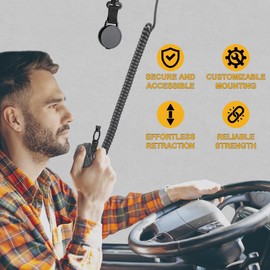 fantaseal 2-Pack Retractable Steel Rope CB Mic Hanger Holder Microphone Car Mount Lanyard Hook Mounting Kit-Rectangle-Circle