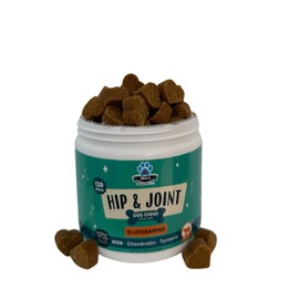Hip and Joint Chews for Dogs – Glucosamine, Chondroitin & Turmeric – Beef Flavor, Grain-Free – 120 Chews (300g) – Joint Health Supplement for All Breeds & Sizes – GMP-Certified