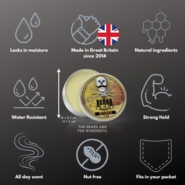 Moustache and Beard Wax 30ml –Facial Hair care with Moisture Resistant Feature – Beard Styling for Men with All Natural Ingredients, Strong Hold, & Mango & Vanilla Scent Wax