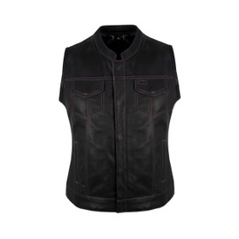 Motorcycle Womens Light weight Club Purple & Red Paisley Liner Leather Vest 2 Colors (as1, alpha, xx_l, regular, regular, Purple Paisley Liner & Stitch)