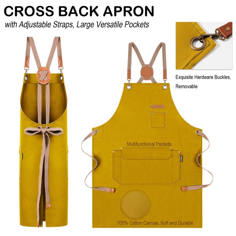 Chef Apron for Men Women with Gift Box Pack, Cross